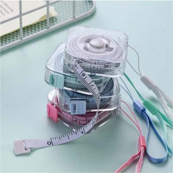 2m/6ft Cute Mini Soft Tape Measure, Portable With Retractable Lock And Clear CM/Inch Scale - Suitable For Sewing, Home, Waist, Bust, Height Measurement - Durable And Easy To Store, Wipe-Clean Transparent Shell With Hanging Loop
