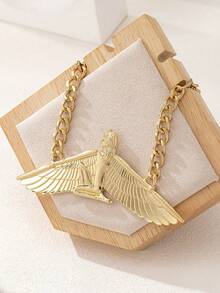 1pc Geometric Elegant Sophisticated Angel Pendant Necklace - Yellow Gold - View 4