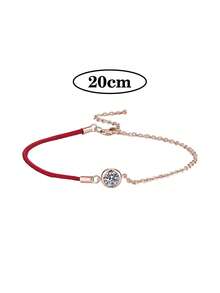 BLOVEMEE 1条优雅奢华的925纯银莫桑石红绳手链，镶嵌0.5克拉（5.0毫米）莫桑石，适合女性日常佩戴、参加派对、节日庆典、情人节、母亲节、圣诞节、结婚纪念日等场合，也是一份精美的珠宝礼物。 - 玫瑰金 - 查看 3