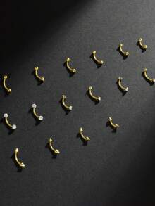 16 piezas Conjunto de joyas de piercing de ceja delicado y estético con encantos de circonita para uso diario y regalo de vacaciones para mujeres - Estilo B - Ver 10