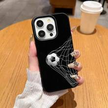Soccer 1pc TPU Material Football Goal Moment Graphic Phone Case Suitable For IPhone 17 Pro Max/17/16 Pro Max/15/13/12/11, S20 FE/A15/S24/A55, Note 11/Note 12/Note 13 Pro, Full Coverage Anti-Drop Soft Protective Phone Case - Black - View 1