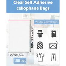 100 túi nhựa trong suốt có thể đóng mở lại, dày dặn và bền chắc, thích hợp để đựng bánh quy, trang sức và thực phẩm. - Nhiều màu - Xem 3