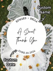 1-120Pcs Custom Wedding Stickers Personalized ,Circle Custom Stickers Labels, Customizable Round Wedding Stickers, Names And Dates Editable, Waterproof And Oil-Resistant, Multi-Size Circle Custom Stickers For Wedding Snack Bag Sweets Desserts Favors Stickers Custom Sticker - Multicolor - View 2