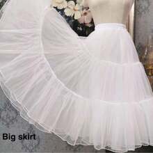白色女士欧根纱衬裙，双层水晶雪纺+1层衬里，80厘米长，无骨裙撑，柔软亲肤，洛丽塔日常半身裙，芭蕾舞裙式裙撑，适合夏季、海滩、婚礼等场合。 - 白色 - 查看 6