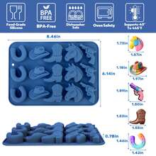 1pc Denim Theme Silicone Mold, 15 Cowboy Hat, Boot, Saddle Shaped Western Party Baking Mold, Suitable For Chocolate, Candy, Jelly, Ice Cube - Multicolor - View 2