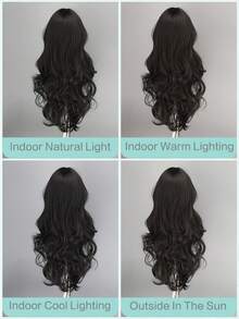 30 Inch Elegant Black Long Loose Wavy Wig With Middle Part Bangs, Soft Fluffy Long Wavy Heat-Resistant Synthetic Fiber Wig, Suitable For Women, Great For Vacation, Party And Daily Wear - Multicolor - View 7