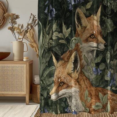 1 chiếc rèm tắm in hình cáo, rèm trang trí nhà cửa chất lượng cao, rèm tắm hiện đại đa năng, phù hợp với mọi không gian phòng tắm, rèm tắm dùng được cả bốn mùa kèm 12 móc treo.