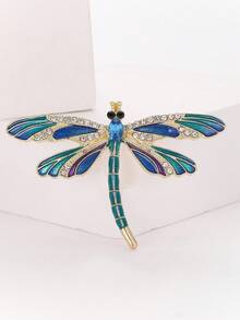 1/2 piezas Broche de mujer para banquete, fiesta, Día de la Madre, insecto de libélula con strass y esmalte, elegante y vintage en color azul - Multicolor - Ver 6