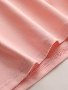 两件套可爱蝴蝶结标语印花宽松T恤，搭配骑行短裤，柔软舒适，休闲百搭，适合年轻女孩，可用于上学、外出、日常穿着、海滩旅行和夏季等场合。 - 粉色 - 查看 9