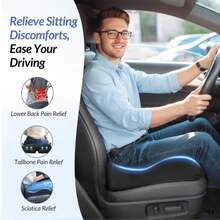 ZIKEE Car Seat Cushion For Driving With Cooling Gel, Ergonomic Memory Foam Seat Cushion For Car Provides Sciatica, Back, Tailbone Pain Relief And Intimate Ventilation, Anti-Slip &Amp; Breathable Cover - MàuA - Xem 2