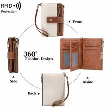 FOREVER MIYIN Cartera de mujer minimalista con bloqueo RFID de triple pliegue, cartera de embrague de gran capacidad con correa desmontable para la muñeca y múltiples ranuras para tarjetas y organizador de tarjetas con cremallera antirobos, cartera de mujer para estilo de negocios casual moderno, adecuada para mujeres trabajadoras de oficina, regalo para cumpleaños/Día del maestro/aniversario/Día de San Valentín - Multicolor - Ver 6