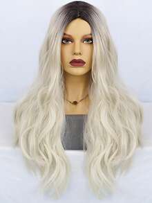 Tóc giả dài xoăn màu ombre xám/nâu/vàng, chất liệu tổng hợp chịu nhiệt, kiểu rẽ ngôi giữa/mái, kiểu tóc giả châu Âu thích hợp cho cosplay và tiệc tùng. - Nhiều màu - Xem 15