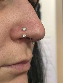 马蹄形鼻环（含可替换锆石）、内螺纹心形星形鼻环、不锈钢唇环、眉环、耳廓环、耳钉等穿刺饰品 - 彩色 - 查看 6