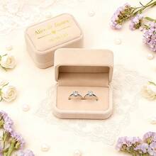 Hộp đựng nhẫn nhung cao cấp cá nhân hóa, hộp đựng nhẫn cưới hai ngăn, hộp đựng trang sức, hộp trang sức in tên và ngày tháng, hộp trang sức nhung tinh tế. - Nhiều màu - Xem 7