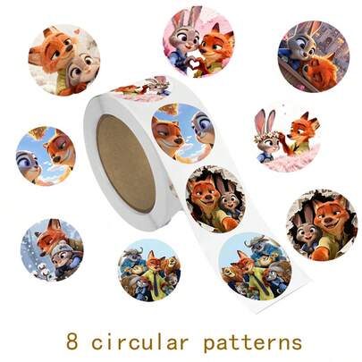 500 hojas/rollo 2 pegatinas, rollo de pegatinas de personajes de dibujos animados lindos Nick y Judy - cinta de papel decorativa de dibujos animados, adecuada para diseño temático, colores pastel, excelente para manualidades, envoltura de regalos, decoración de teléfonos y tazas, temas de cumpleaños y proyectos DIY, lindo impermeable calcomanía decoración DIY divertido cuaderno teléfono maleta portátil refrigerador bicicleta Kawaii regalo