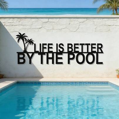 Personalized Palm Tree Oasis Sign, Metal Sign, Pool Decor, Palm Tree Decor, Customized Backyard Oasis Sign, Patio Sign, Outdoor Wall Decor