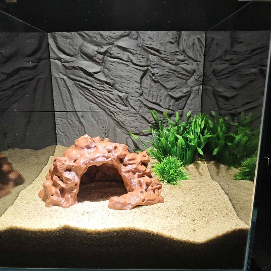 3D Printed/Resin Rock Cave Hideout - Amphibian And Reptile Shelter | Realistic Stone Texture For Aquarium, Lizard And Turtle Terrarium - View 1