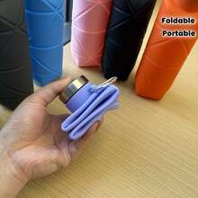 1 Piece 700ml Creative Diamond-Shaped Water Bottle |   Portable Silicone Foldable And Retractable Cup, Outdoor Sports Water Bottle, Sealable Wide Mouth, Matte Finish - 藍色 - 查看 3