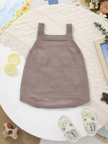 Cute Sheep Embroidered Knit Bodysuit, Baby , Christening Gift - Coffee Brown - View 7