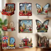 Capture Your London Memories: Retro Suitcase Shaped Fridge Magnet With Miniature City Skyline Featuring Iconic Landmarks - A - View 2