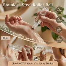 PrettyCare 24 Pack, 10 Ml Essential Oil Roller Bottles With Stainless Steel Roller Ball - Refillable Leak-Proof Empty Thick Clear Glass Roll On Bottles With Black Caps For Travel, Perfume - MàuF - Xem 5