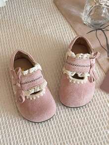 1 đôi giày Mary Jane đế mềm bằng da cho bé gái, thoáng khí, mũi tròn, thích hợp cho mùa xuân, hè và thu. - Hồng - Xem 1