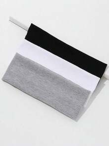 3pcs Solid Color Sport Headbands Casual,Gym Hair Band Turban Headband Sweatband, School Stuff, College Fall Winter Hair Accessories For Women For Vacation Outfits Woman Elegant Scarf Women Bandanas Soft Headwrap - 彩色 - 查看 1