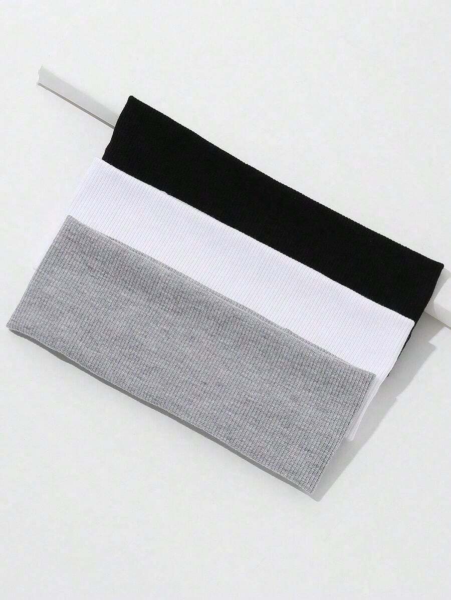 3pcs Solid Color Sport Headbands Casual,Gym Hair Band Turban Headband Sweatband, School Stuff, College Fall Winter Hair Accessories For Women For Vacation Outfits Woman Elegant Scarf Women Bandanas Soft Headwrap - 彩色 - 查看 1