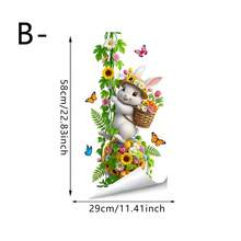 1/2 piezas Adorable ardilla y conejo Calcomanía estática para ventana con flores de primavera y mariposa para decoración de habitación infantil, guardería, hogar, tienda y puerta de vidrio - Pegatinas de animales para ventanas - Ver 11