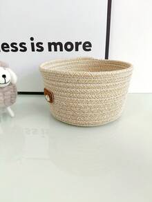 1个卡通熊图案编织收纳篮，婴儿房收纳箱，婴儿用品整理篮 - 彩色 - 查看 6