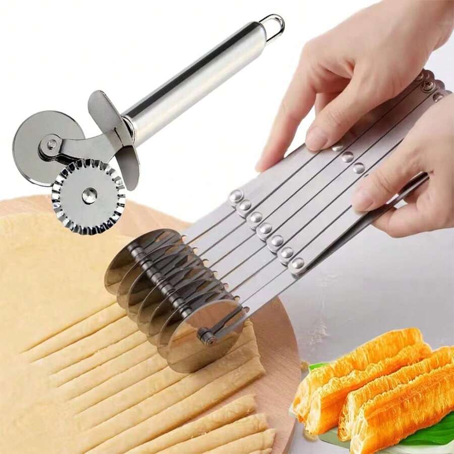 1 cái, Dao cắt bánh ngọt/pizza 1/3/5/7 inch bằng thép không gỉ, dao cắt đa năng hình tròn, dụng cụ làm mì ống với lưỡi cắt bột điều chỉnh được, dùng để làm bánh brownie, mì sợi, bánh nướng nhân rau diếp. - Xem 1