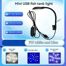 1pc USB Aquarium LED Night Light, High Brightness Desk Fish Tank Lamp And Plant Growth Supplementary Light. Clip-On Lamp, Adjustable Brightness, White, Blue And Other Color Tones. Suitable For Enhancing The Color And Appearance Of Home Aquarium And Plant Landscape, As Well As Living Room Decor, Holiday Occasions And Gift Giving (Available In White And Black) - View 9