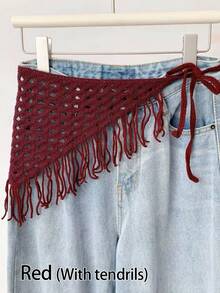 法式花卉针织头巾蕾丝叠穿半裙套装，假半裙内衬裙，显瘦叠穿单品 - 彩色 - 查看 10