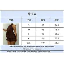 Valentine Outfits For Women Sweet Vacation Slim Sexy Backless Halter Waist-Cinching Top Puffy Short Skirt Dress For Women - 玫紅色 - 查看 4
