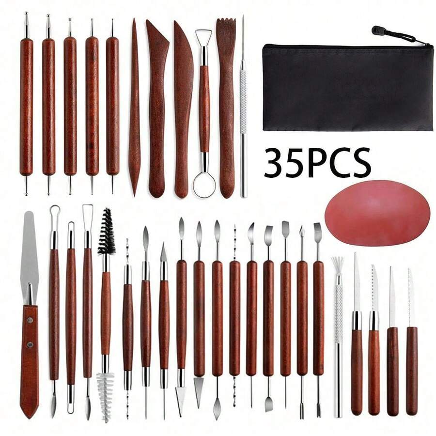 35pcs Ceramic Art Tools Set, Clay Sculpting Dotting Pen - 32-piece Pottery Tool Set - View 1