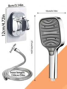 Cabezal de ducha cuadrado de alta presión con filtro de 8 ajustes y panel grande, conjunto de cabezal de ducha de mano con manguera de 59 pulgadas y soporte de pared, ajuste universal G1/2, incluye válvula de cierre, ideal para el hogar, hotel, apartamento, sala de ducha y baño del gimnasio, mejore su baño para una experiencia de baño de lujo, gran regalo para familiares y amigos - Multicolor - Ver 4