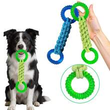 1pc Dog Rope Knot Toy, Durable Chew Toy With Non-Slip Handle - Sturdy & Bite-Resistant, Helps Clean Teeth & Maintain Oral Health, Suitable For Medium & Small Dogs - Tug Of War, Fetch Games, Fun Interactive Pet Toy, Easy To Clean Mixed Fabric Material - Multicolor - View 1