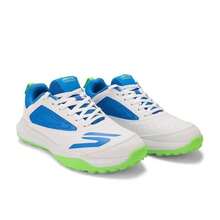 - Zapatos de cricket de césped para hombre parte superior sintética y de malla amortiguación de EVA suela de goma para césped - Blanco/Azul - Ver 1