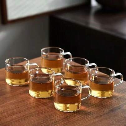 Thickened Glass Tea Cup With Handle, Heat-Resistant Tea Cup For Home Office Guest Use, Suitable For Brewing Pu'er Tea, Afternoon Tea, Coffee