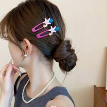 1对油滴星形时尚侧夹（鸭嘴夹） - 彩色 - 查看 9