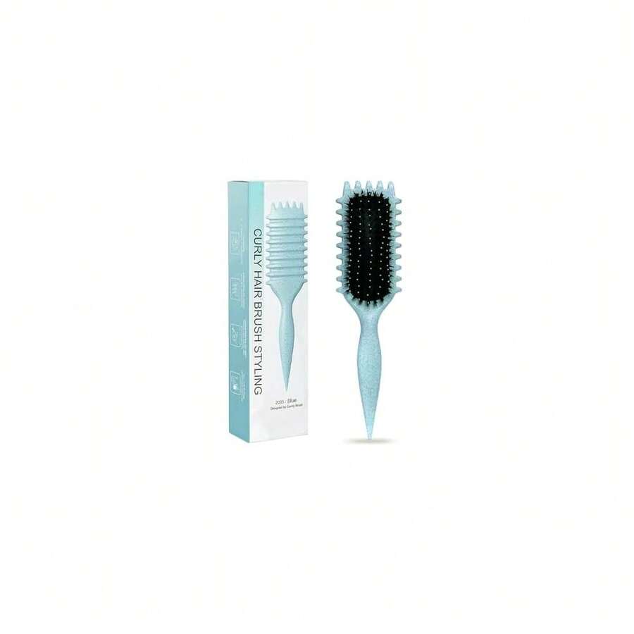 Curl Defining Brush For Curly Hair – Detangling & Styling Brush For Women & Men, Defines 2A To 4C Curls, Reduces Frizz, Perfect For Wet & Dry Hair (Blue) - Màu xanh da trời - Xem 1