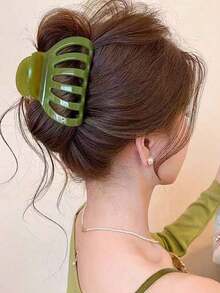 2pcs/1pc 8. 5cm/3. 35in Green & Brown Claw Shaped Lightweight Plastic Hair Clips, Fashion Versatile High-End Elegant Minimalist Solid Color Ombre Hair Accessories Suitable For Daily Casual, Party, Commute, Vacation, Ponytail, Bun, Face Washing, Makeup, Outfit Matching Elegant Claw Clips Fashion Hair Claws Casual Hair Clutch - 多色 2 - 查看 2