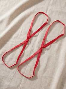 2pcs Bride Leg Chain Elastic Strap Criss-Cross Versatile Niche Heart Circle Garter For Bride - Red - View 5