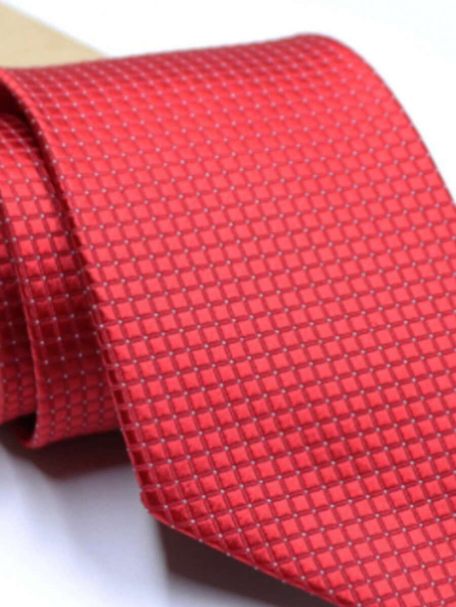 Men's Adult Solid Red Polyester Tie, Formal Business Tie, Suitable For Men's Wedding Tie - Red - View 1