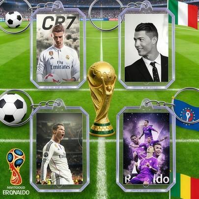 FIFA FIFA 1 st. VM-stjärna Me SSI-tema akrylnyckelring, tillverkad av högkvalitativt transparent akrylmaterial, dubbelsidigt HD-tryckt stjärnbild och klassiska spelögonblick, släta kanter utan grader, utrustad med robust metallnyckelring och förlängningskedja för enkel och fast upphängning, kan användas som väskhänge, bilnyckelring