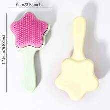 Customized Text Logo 5-Pointed Star Comb, Cute Star Massage Comb, Tangle-Free Smooth Hair Brush, Rounded Teeth Won't Hurt Scalp, Anti-Static Massage Brush, Portable Pocket Comb, Daily Hair Care Essential For Girls - Multicolor - View 7