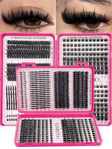 31对100D/80D/60D假睫毛簇，带尖头，DIY尖头假睫毛+下睫毛延长纤维簇，12-20mm带底座，13-19mm尖头，C/D卷度单根假睫毛DIY延长套装 - 彩色 - 查看 3