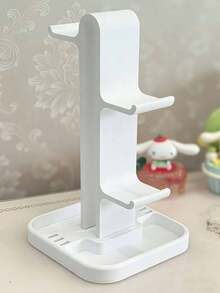 1 pieza Soporte de controlador de juego de doble capa, base de exhibición 2 en 1, almacenamiento de escritorio, decoración de sala de juegos en el hogar, adecuado para varios controladores de juego, gancho para auriculares, gran regalo para amigos gamers - Multicolor - Ver 9