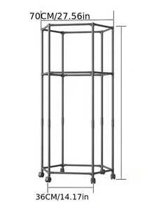 Perchero con Ruedas Giratorio 360°, Organizador de Ropa de Pie con Estante y Ganchos, Perchero de Metal para Dormitorio, Lavandería y Balcón - Negro - Ver 6