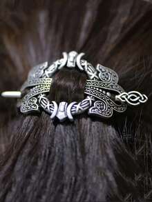 Eterna Glow 2pcs/Set Nordic Vintage Viking Style Hollow Hair Clips, Norwegian Style Round Celtic Hair Accessories For Women - Hair Accessories - View 2
